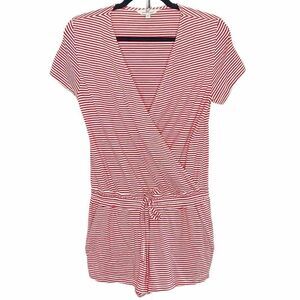 Vineyard Vines Knit Red Stripe Crossover Romper in XXS